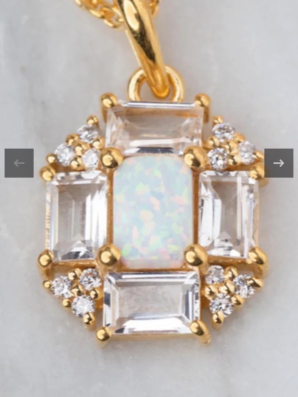 Opal and Topaz Baguette Fire Pendant